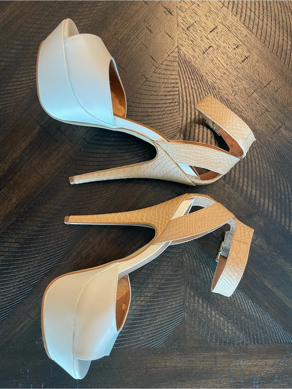 Aldo Ivory Ankle-Strap Platform Heels